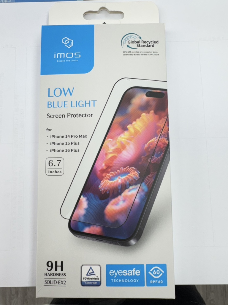 IMOS-ip16+/15+/14 pro max 抗藍光玻璃貼