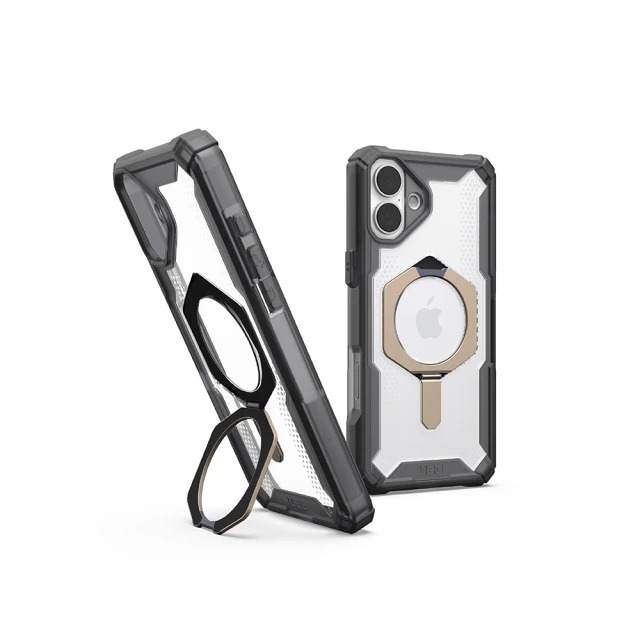 UAG iPhone 16 Plus 磁吸耐衝擊支架經典保護殼-透灰(鈦灰圈)