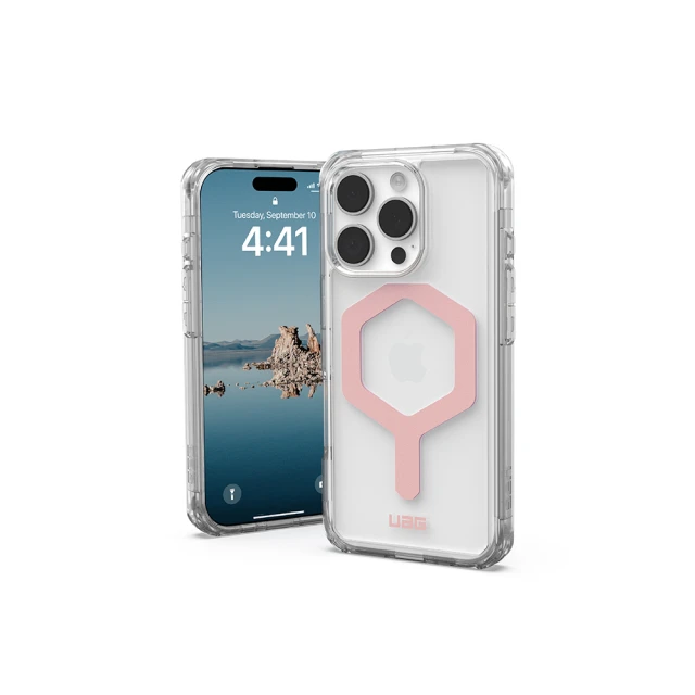 UAG iPhone 16 Pro 磁吸耐衝擊全透保護殼-極透明(玫瑰金圈)