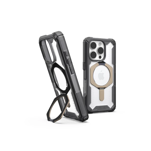 UAG iPhone 16 Pro 磁吸耐衝擊支架經典保護殼-透灰(鈦灰圈)