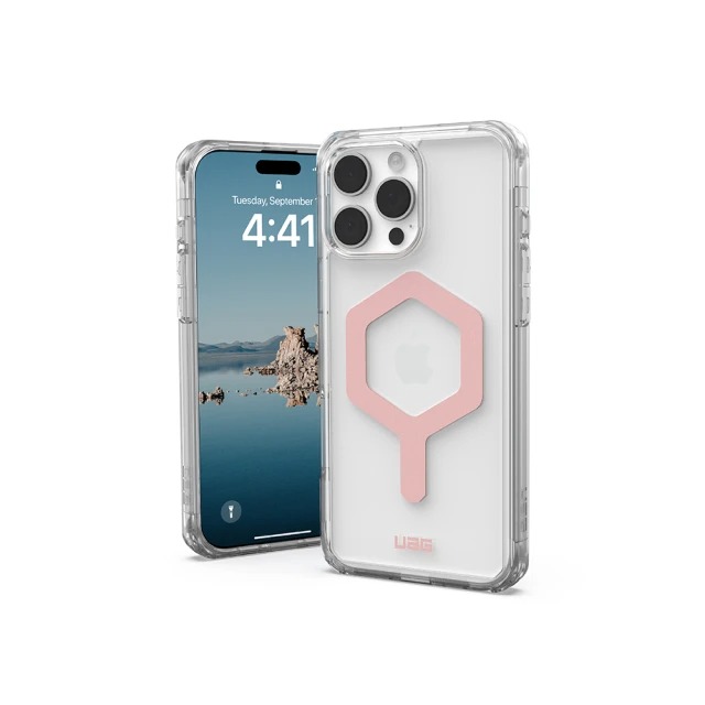 UAG iPhone 16 Pro Max 磁吸耐衝擊全透保護殼-極透明(玫瑰金圈)