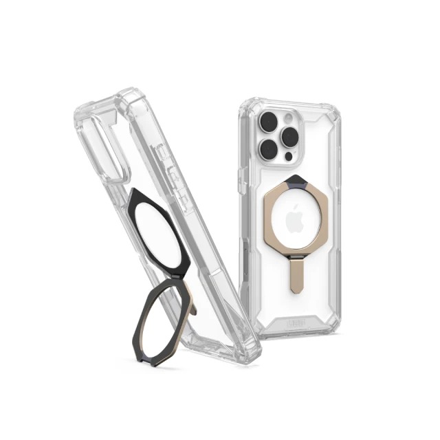 UAG iPhone 16 Pro Max 磁吸耐衝擊支架經典保護殼-透明(鈦灰圈)