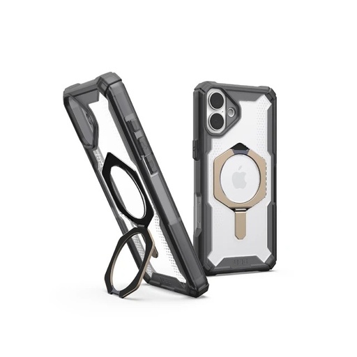 [114473113136] UAG iPhone 16 Plus 磁吸耐衝擊支架經典保護殼-透灰(鈦灰圈)