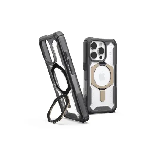 [114474113136] UAG iPhone 16 Pro 磁吸耐衝擊支架經典保護殼-透灰(鈦灰圈)